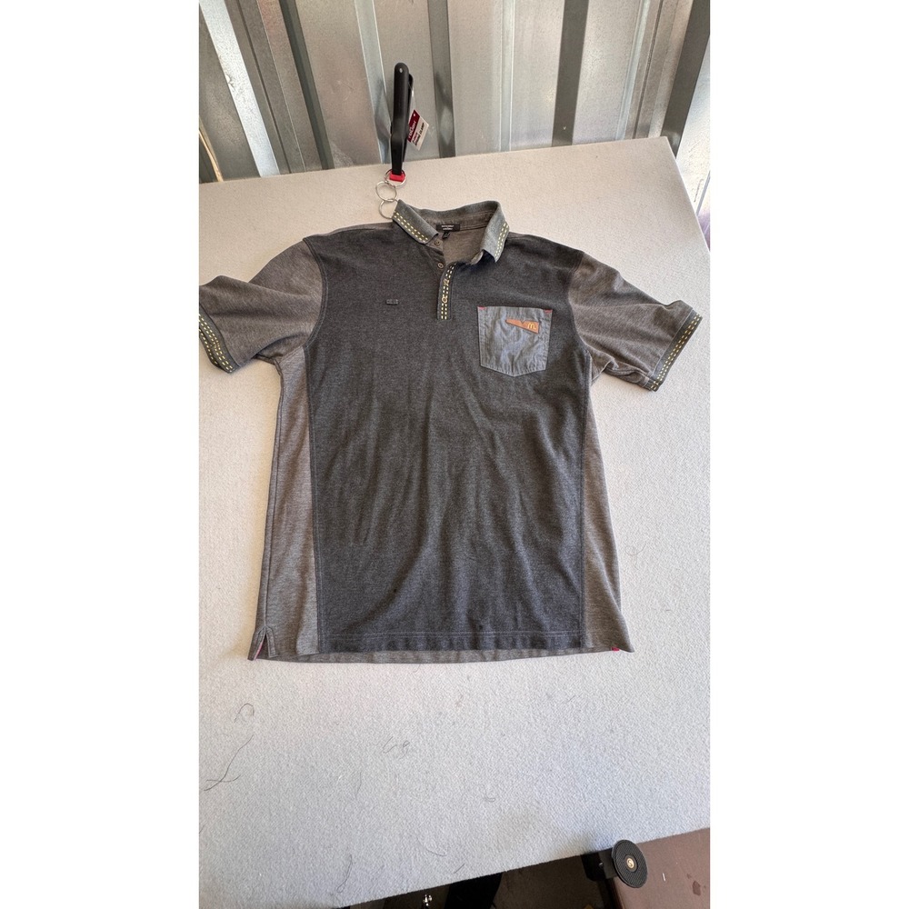 McDonald's Timeless Elements Mens Gray Colorblock Polo Shirt Large Workwear